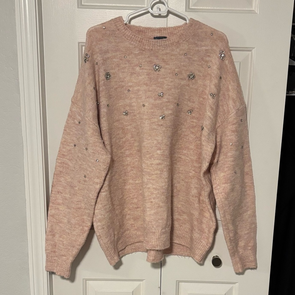 Arula Bejeweled Pink Sweater Size B
